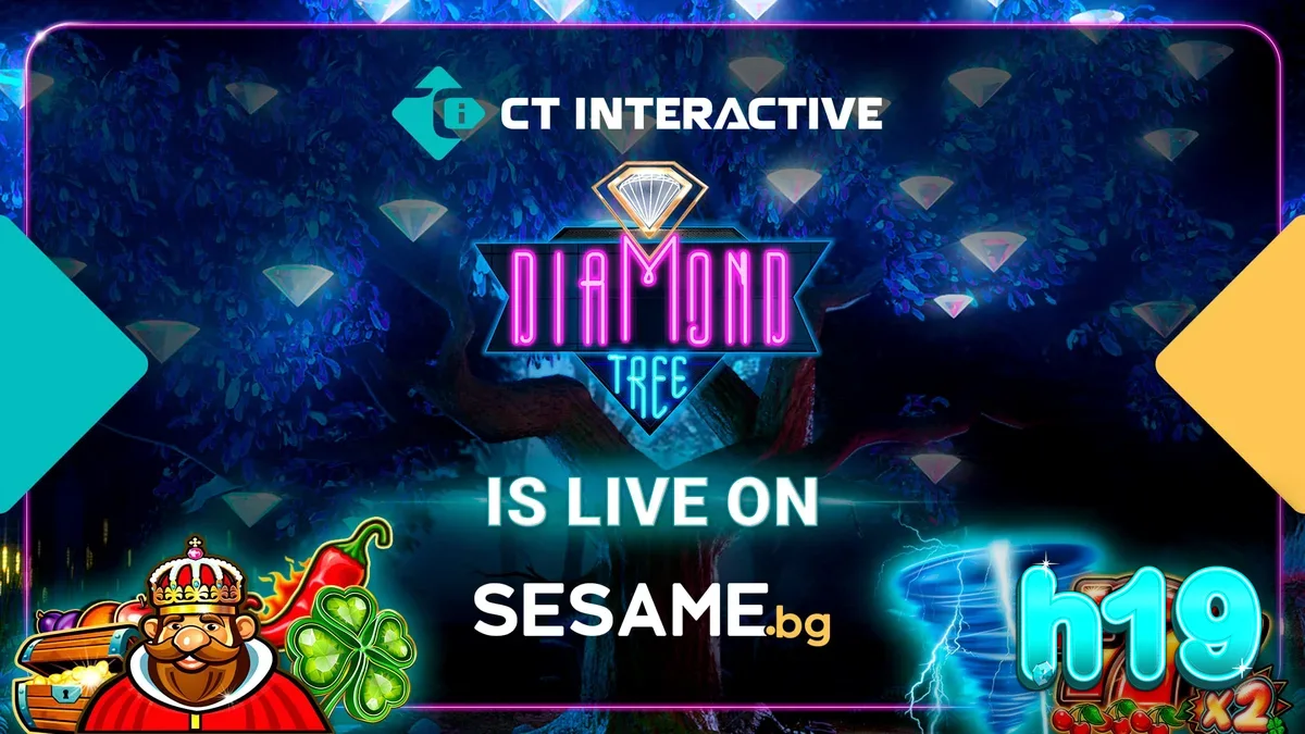 Tampilan visual mesin slot dengan tema Diamond Tree Jackpot yang berkilau